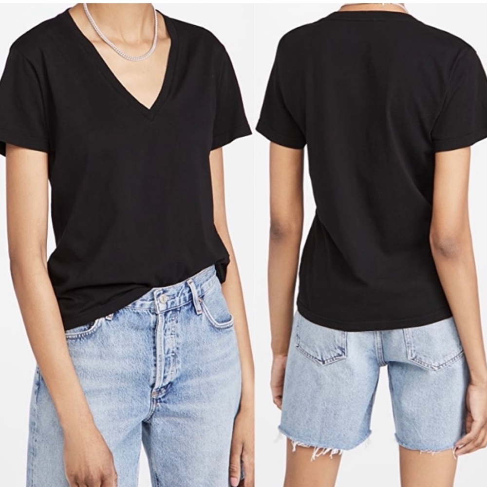 Agolde Black The V Neck Easy Cotton T Shirt